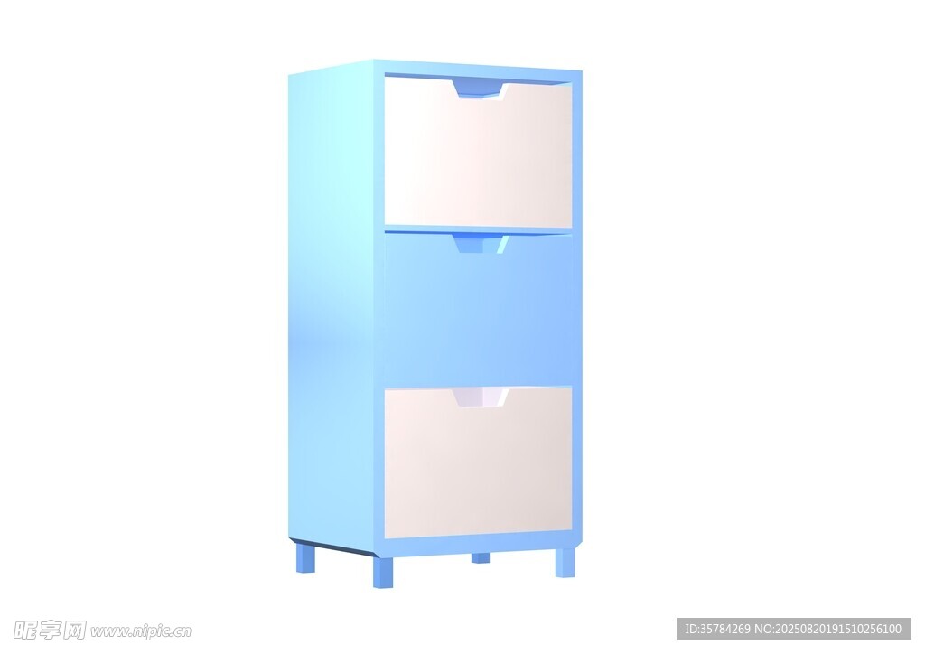 蓝色双门带抽屉储物柜