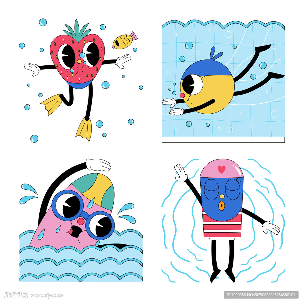 卡通水果的欢乐水上时光