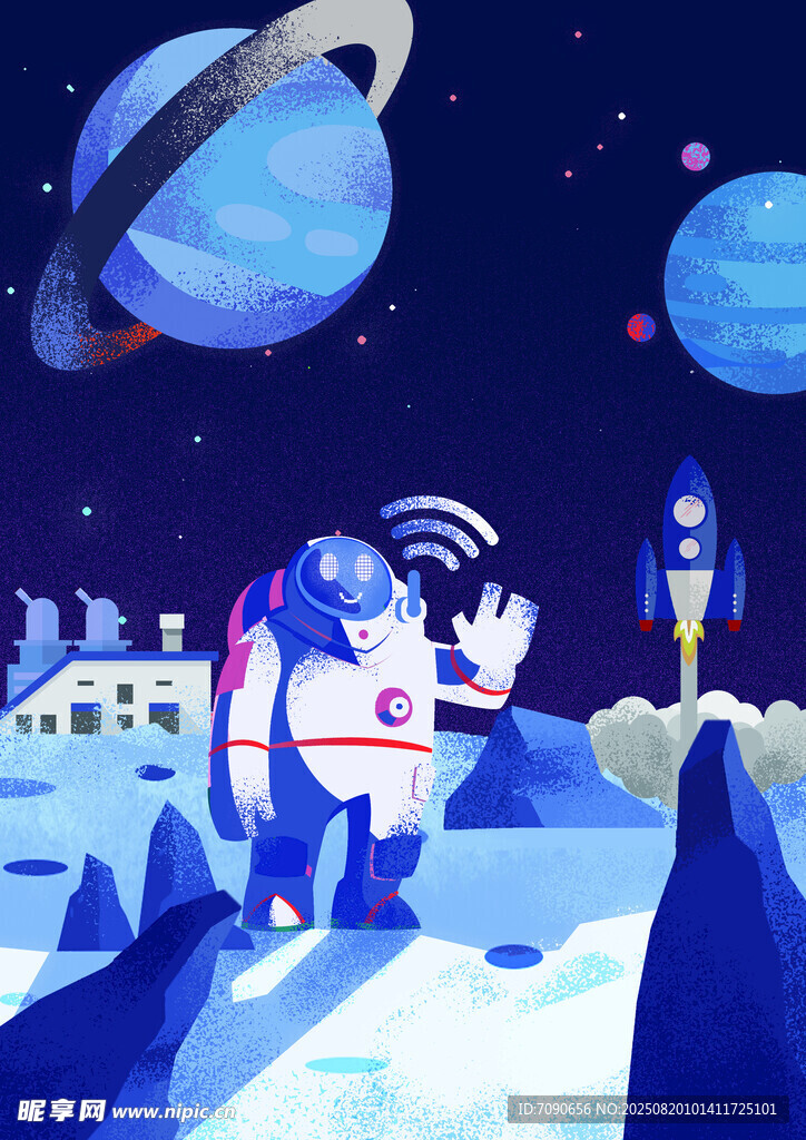 宇航员在星球的科幻场景