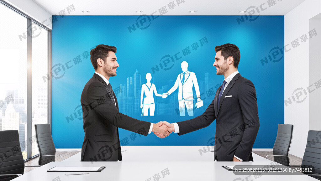 商务合作背景墙设计要求蓝色主背
