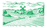 田园风车插图
