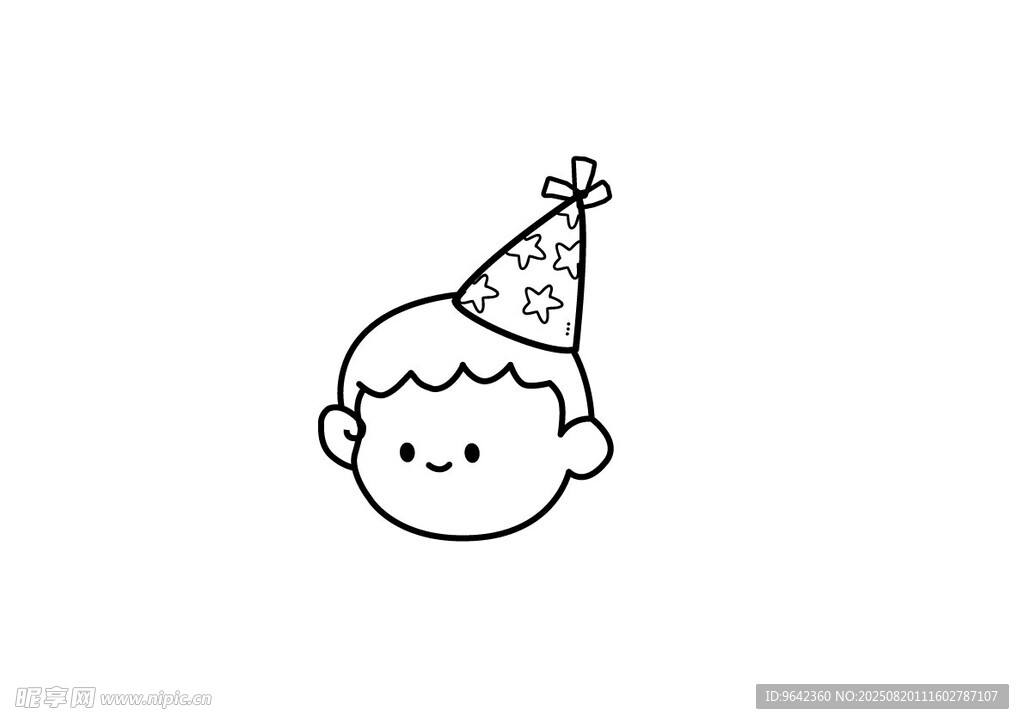 戴生日帽的卡通小孩头像