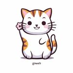 可爱招手猫咪插画