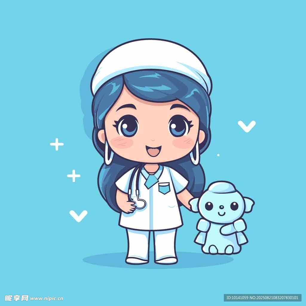 可爱护士与小熊玩偶
