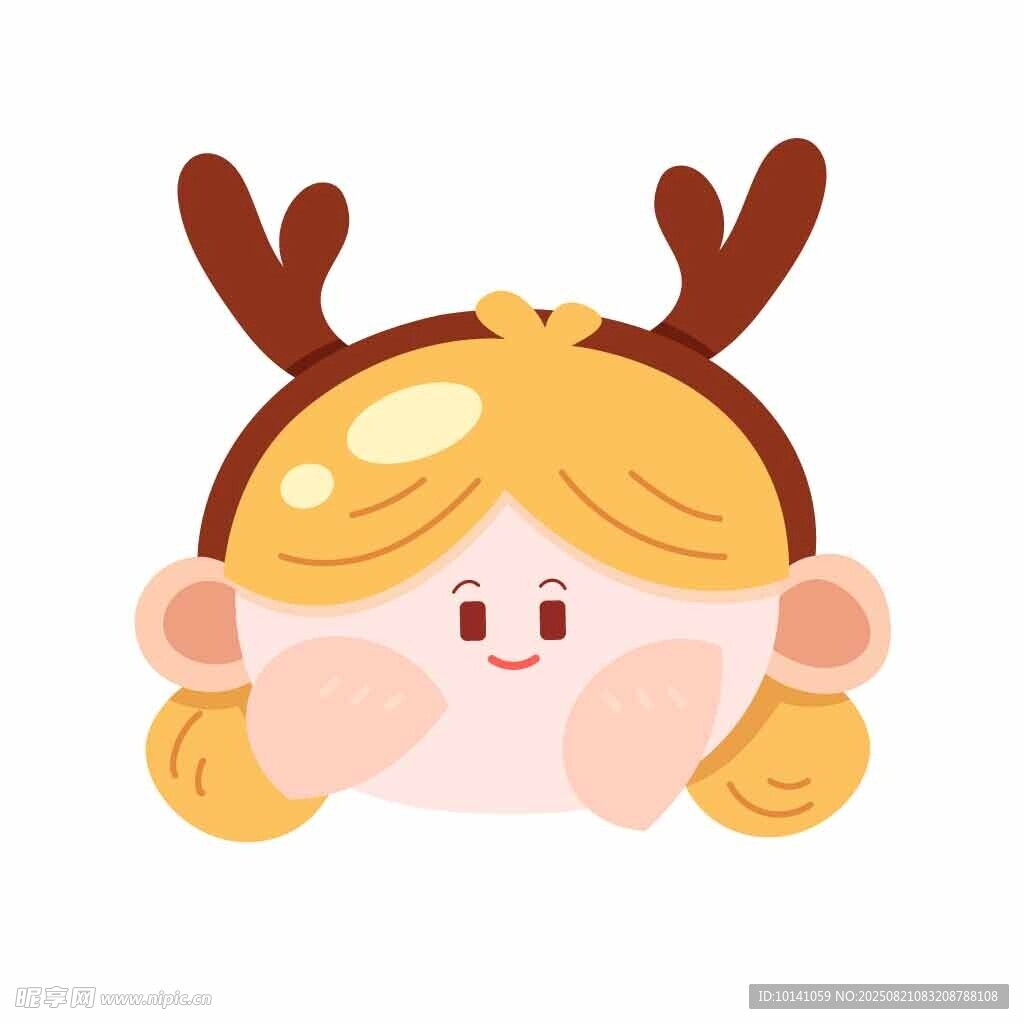 戴鹿角发箍的可爱女孩