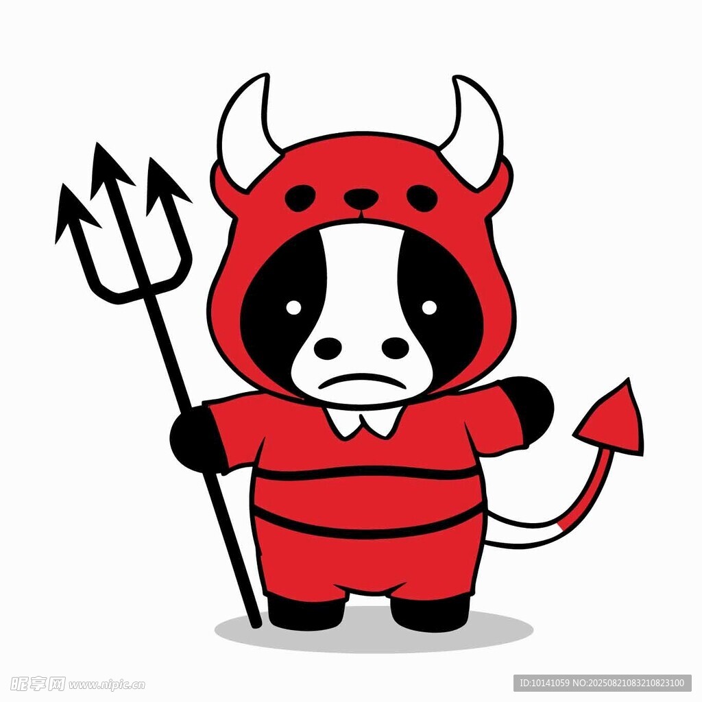 穿恶魔装的可爱卡通奶牛