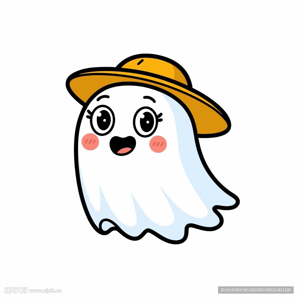 戴帽幽灵卡通形象