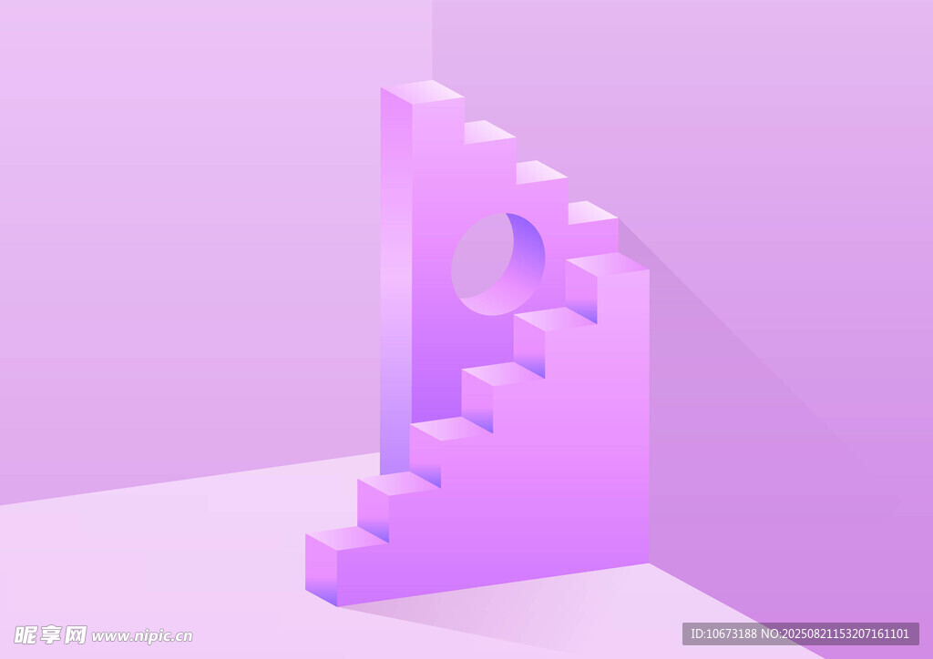 紫色立体阶梯创意模型