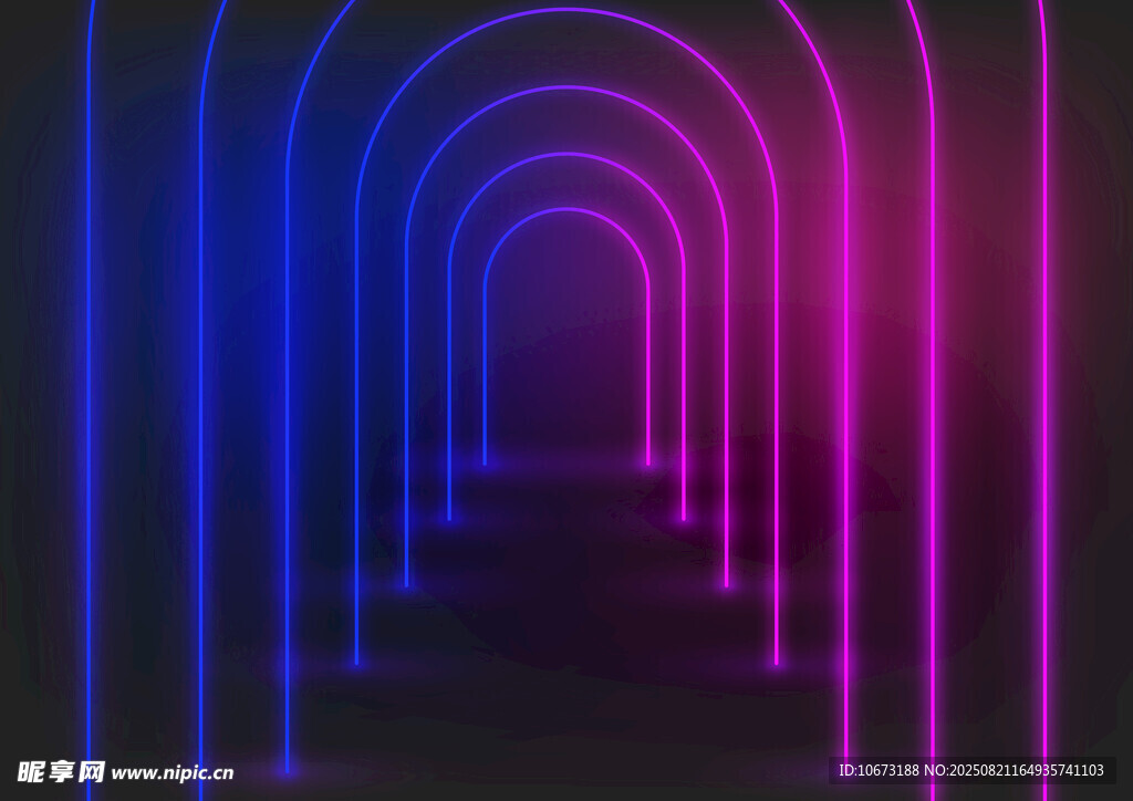 梦幻霓虹拱形通道