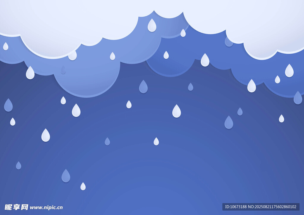 蓝色雨滴雪景矢量插画