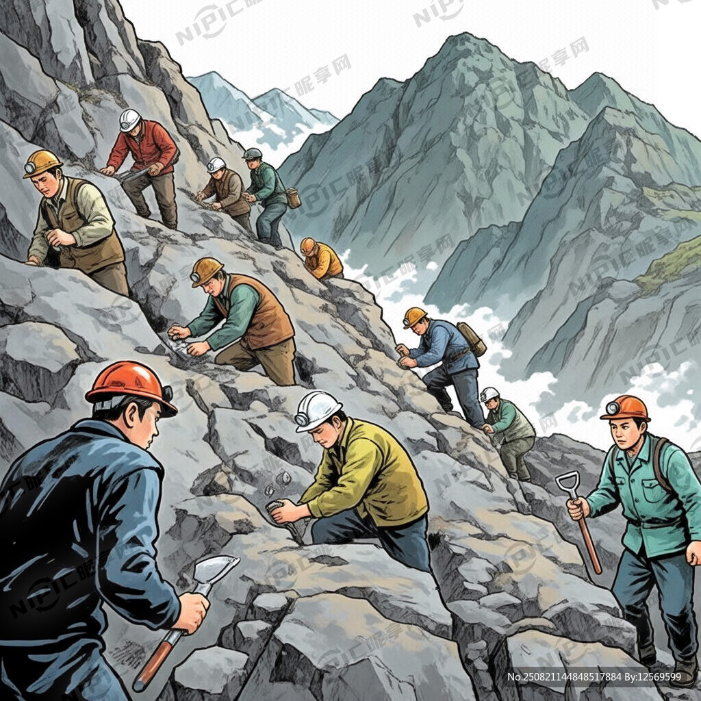 地质勘探    多人   山石