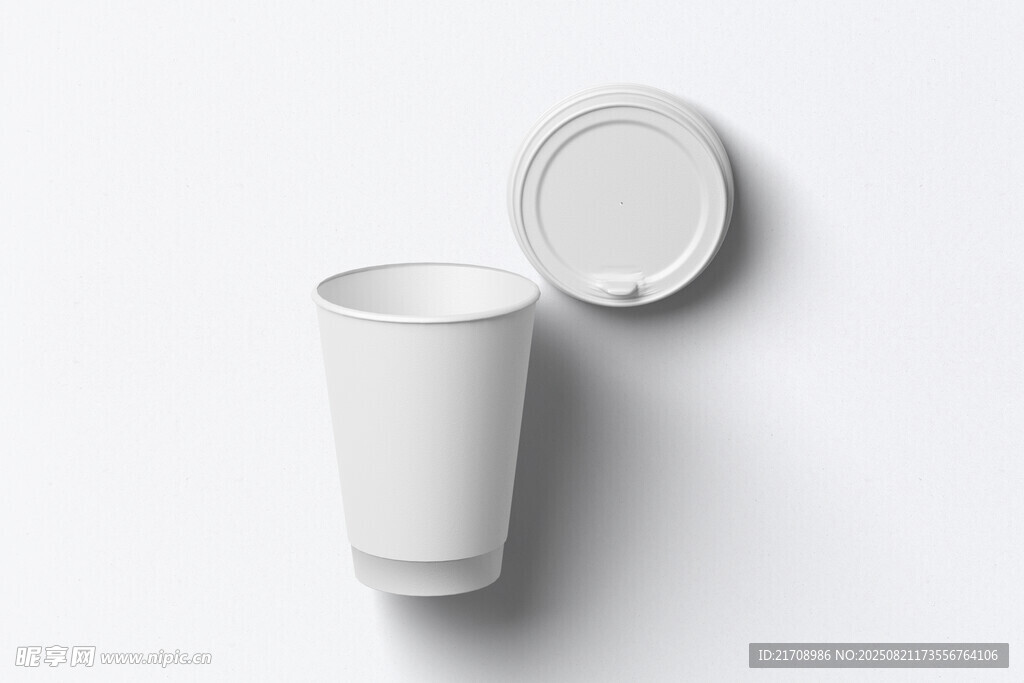 白色纸杯及杯盖展示图