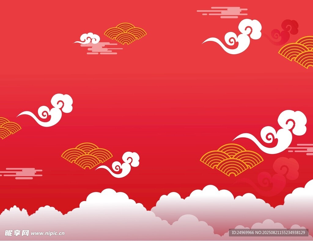 红色祥云中式喜庆背景图