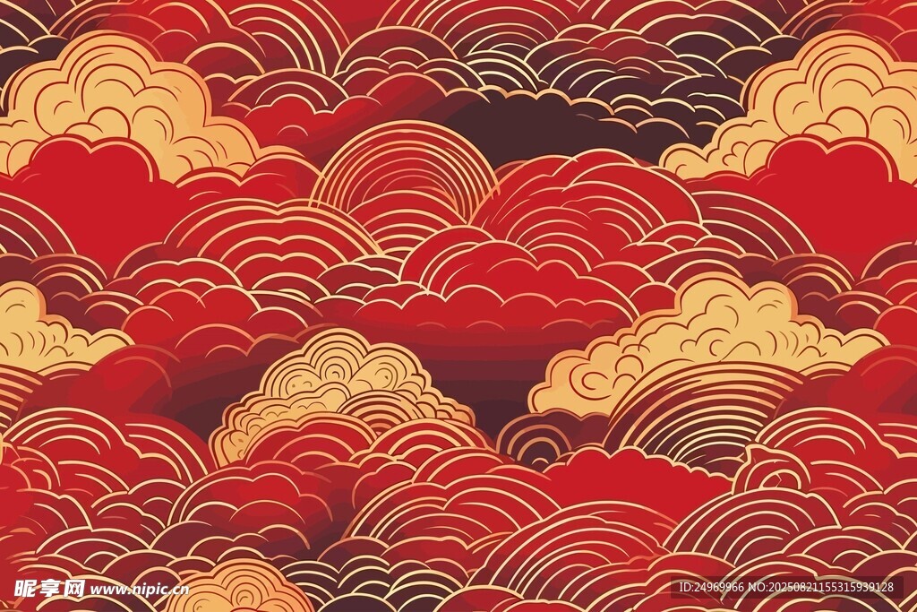 中式传统云纹红色图案