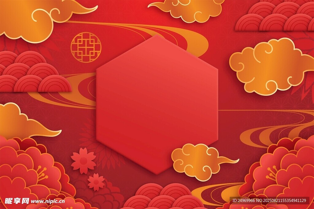 中式红金风喜庆背景图