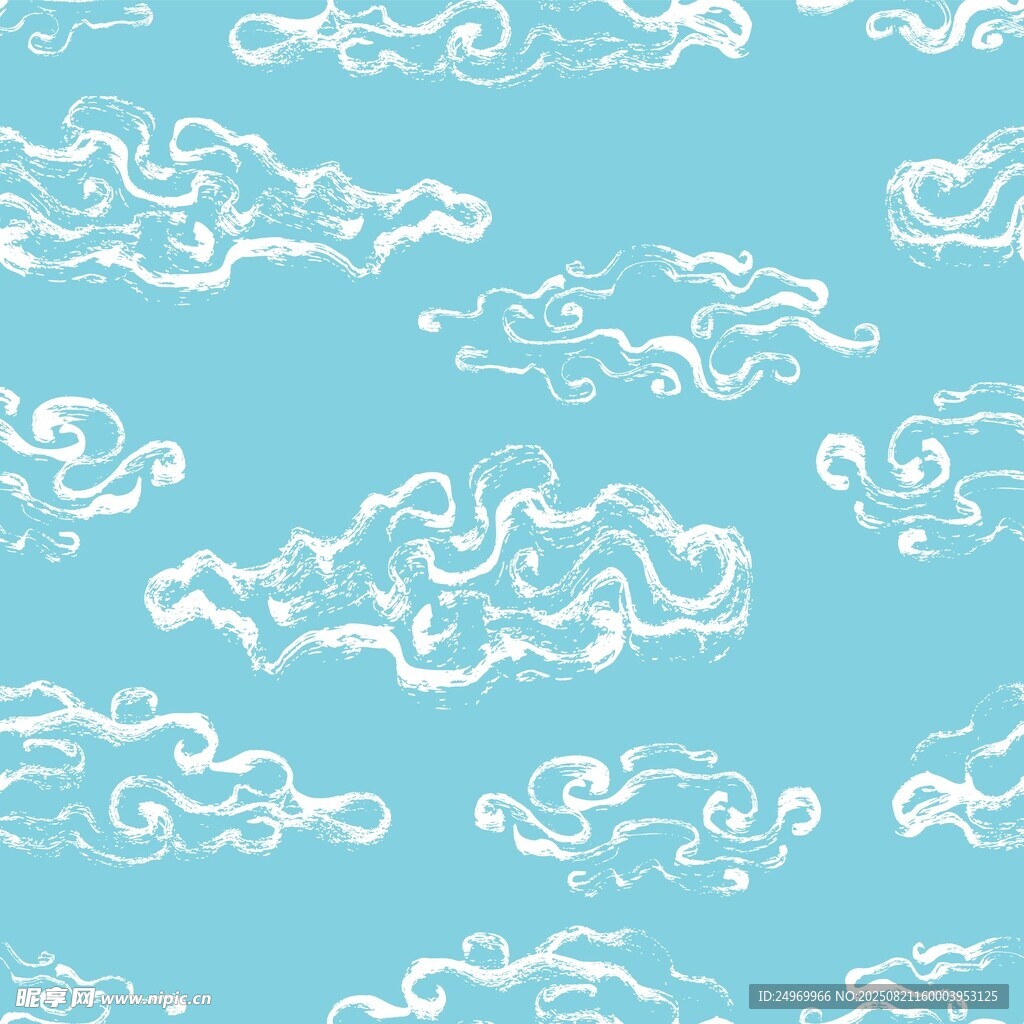 浅蓝色底白色云纹图案