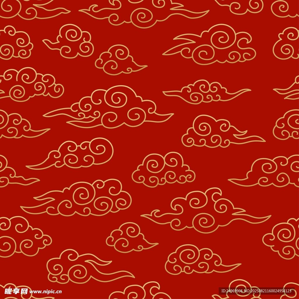 红色祥云传统图案背景