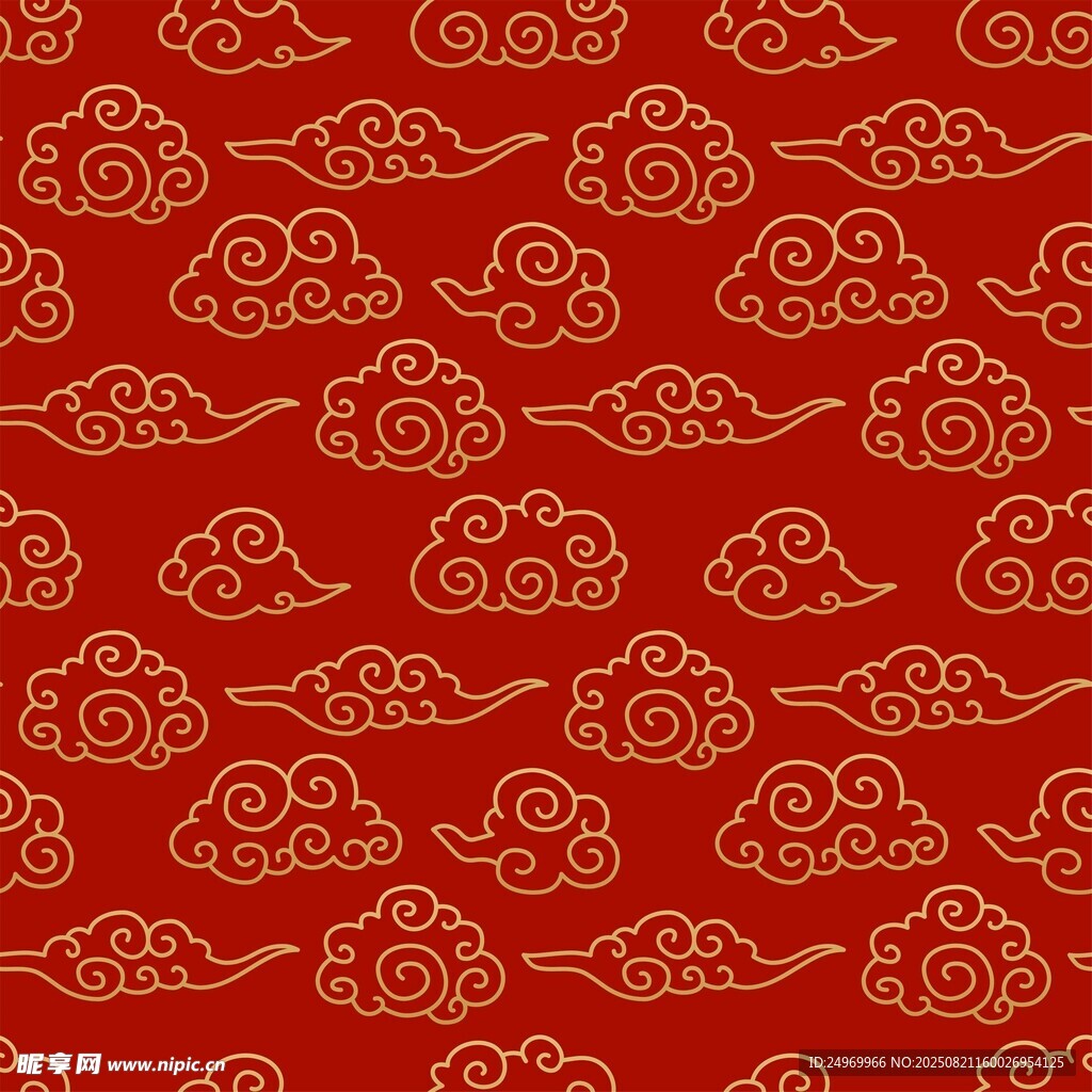 红色祥云中式传统图案