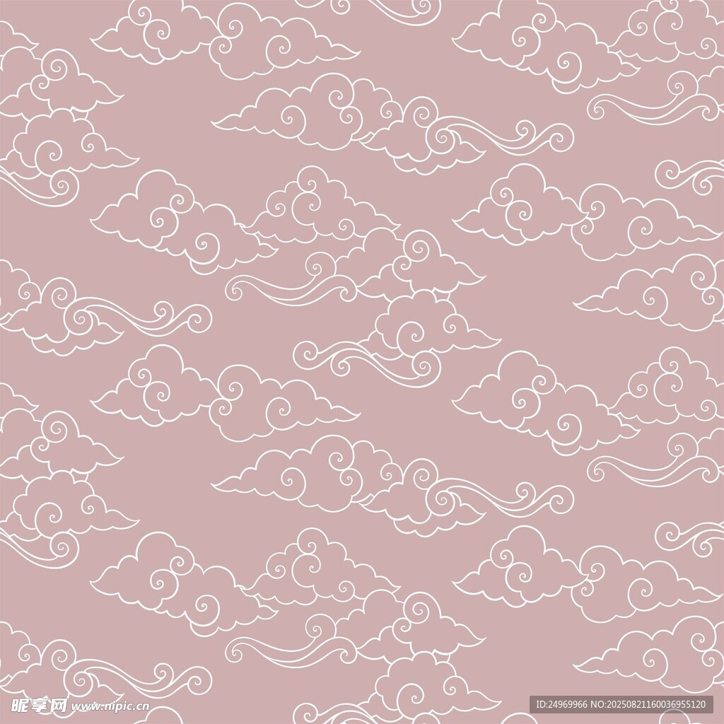 浅粉底白色云朵图案背景