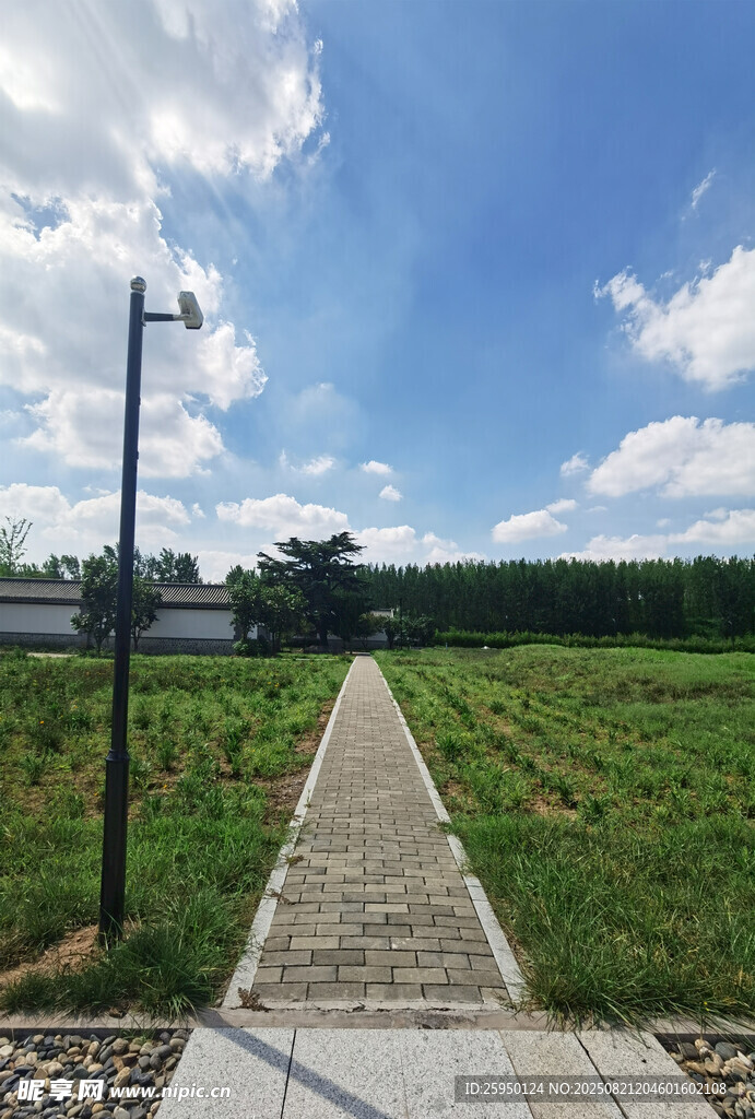 乡间小道蓝天白云绿地