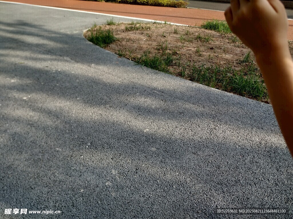 户外小路旁的手部特写