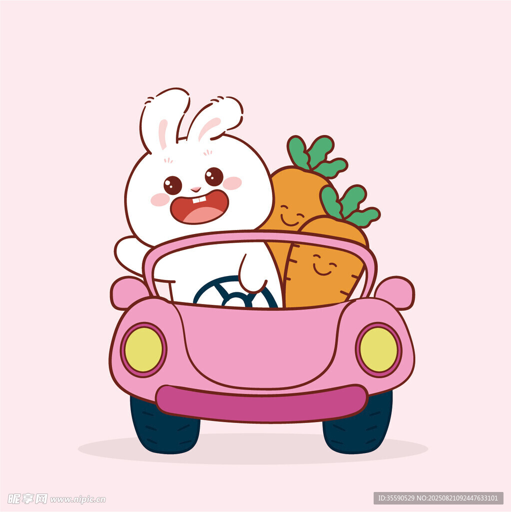 兔子驾车载着胡萝卜
