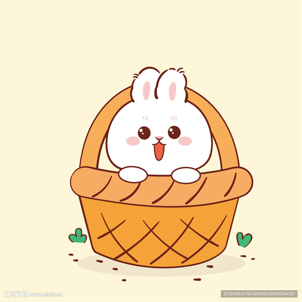 可爱小兔在篮中