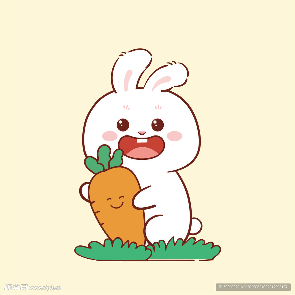 可爱白兔抱胡萝卜