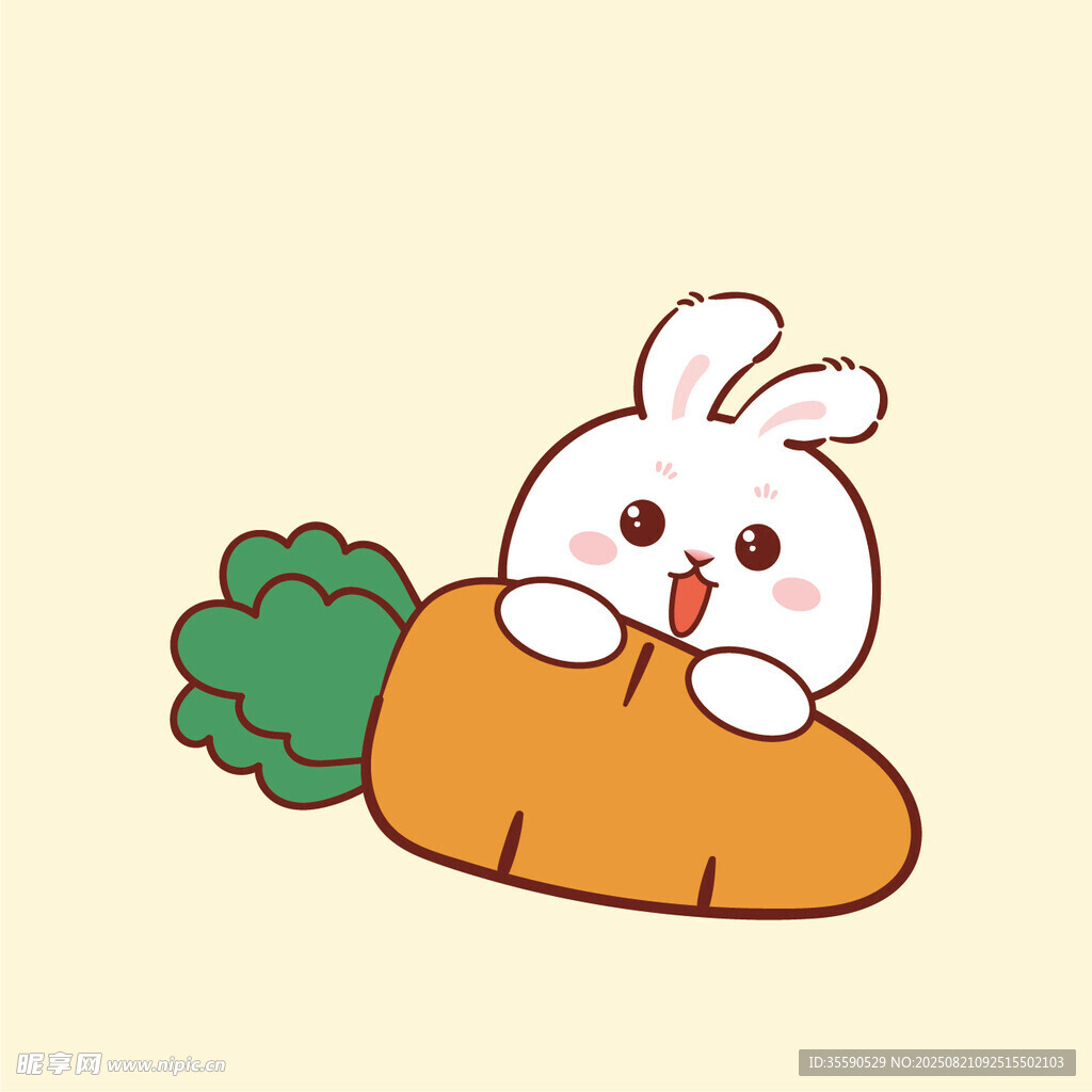 趴胡萝卜上的可爱小兔