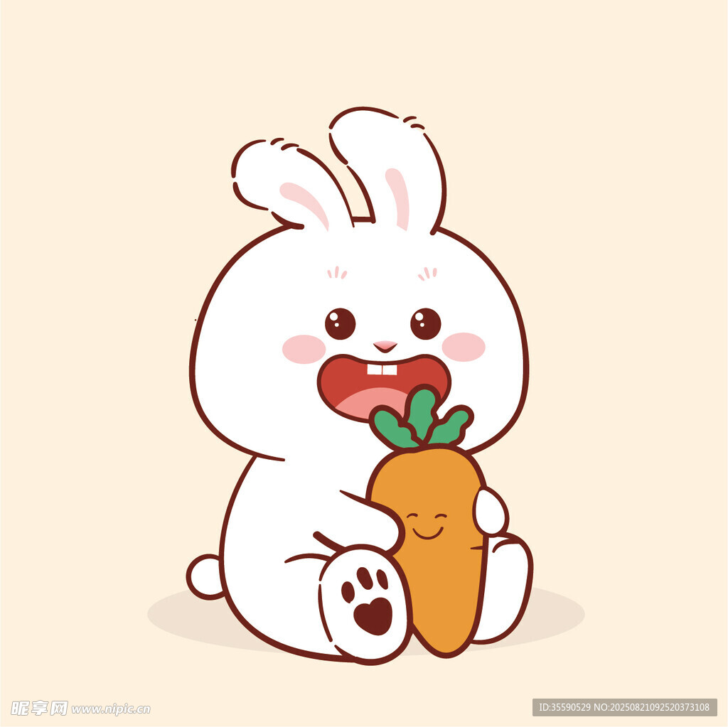 可爱白兔抱胡萝卜插画