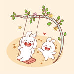两只兔子快乐荡秋千