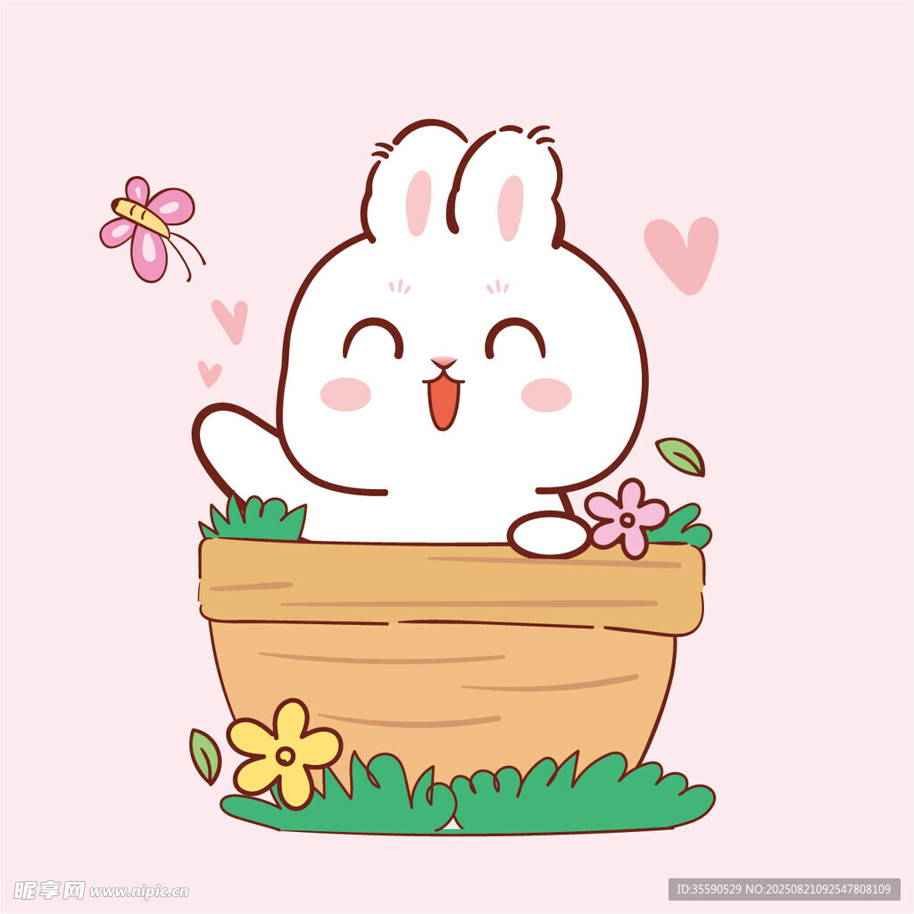 花盆里的可爱小兔
