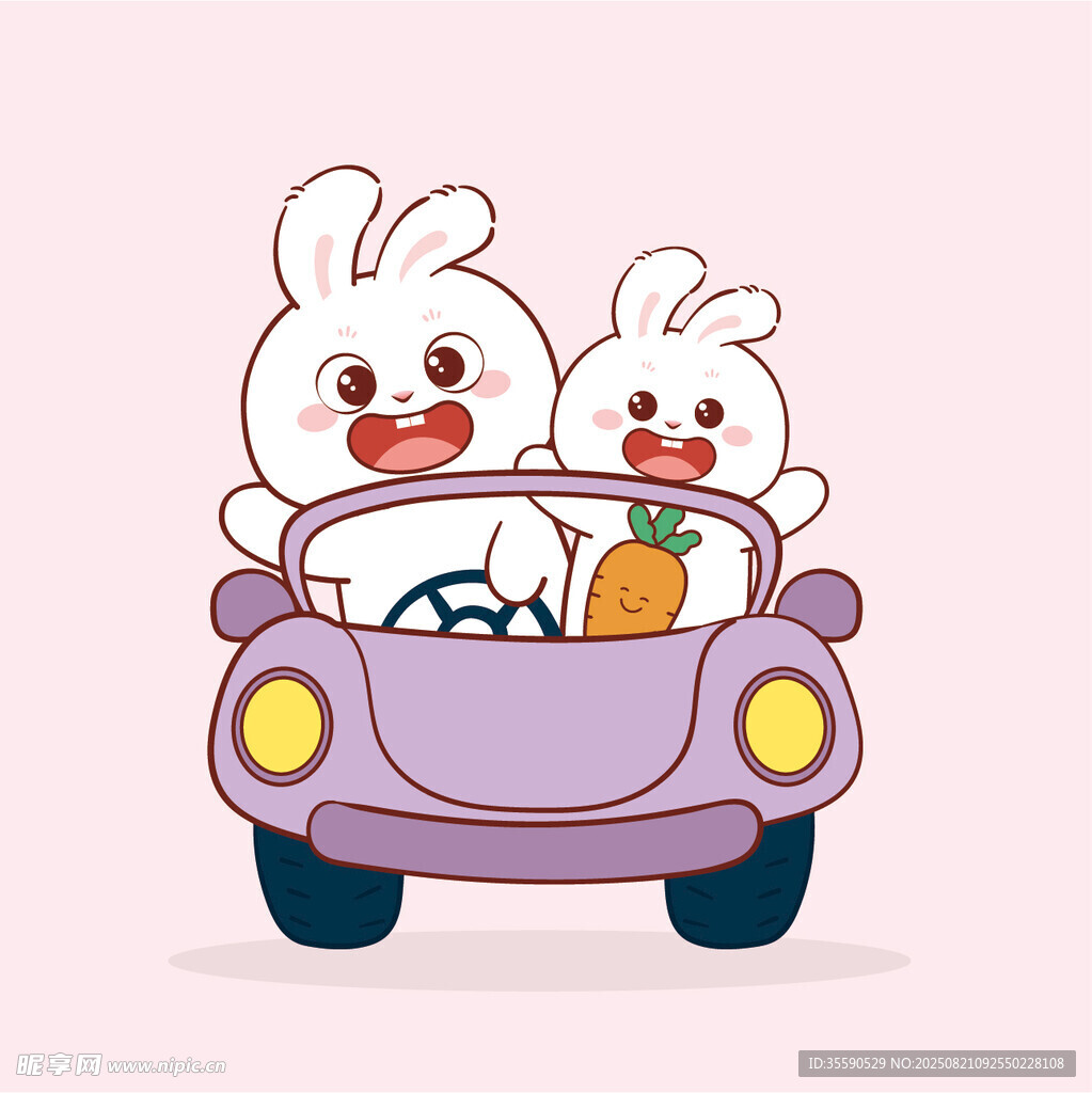 两只兔子驾车欢乐出行