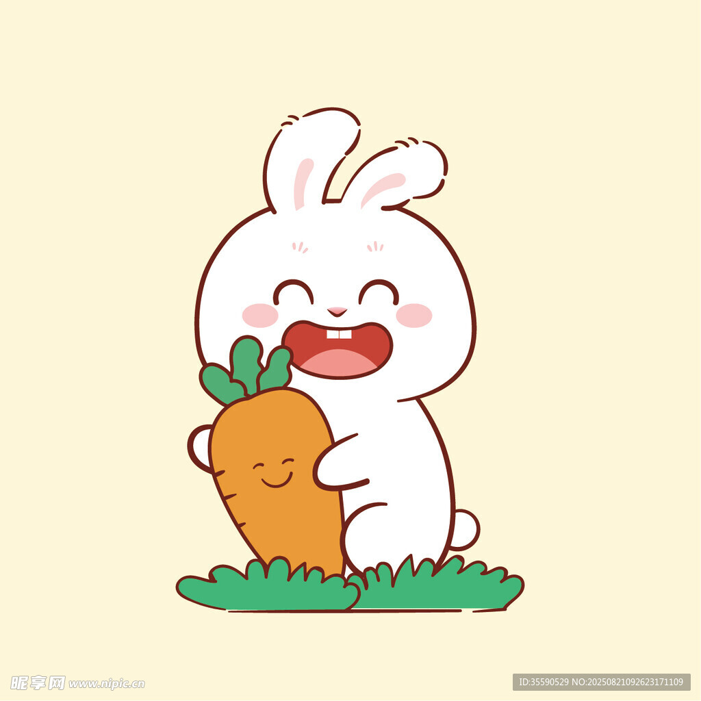 抱胡萝卜的开心兔子