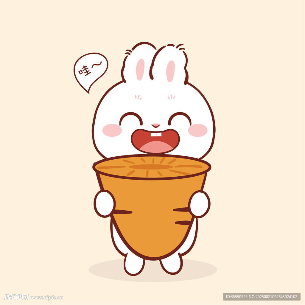 可爱小兔抱着大胡萝卜