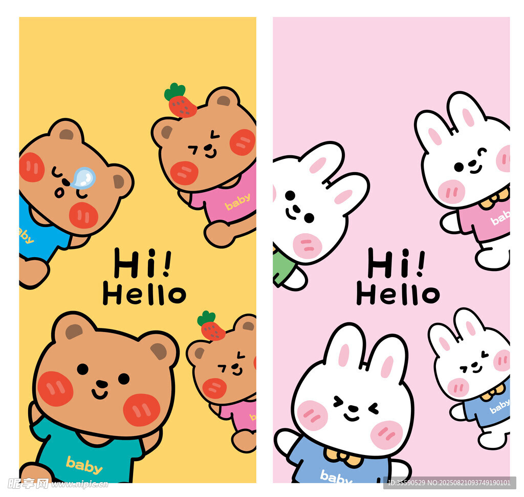 可爱小熊小兔卡通图案
