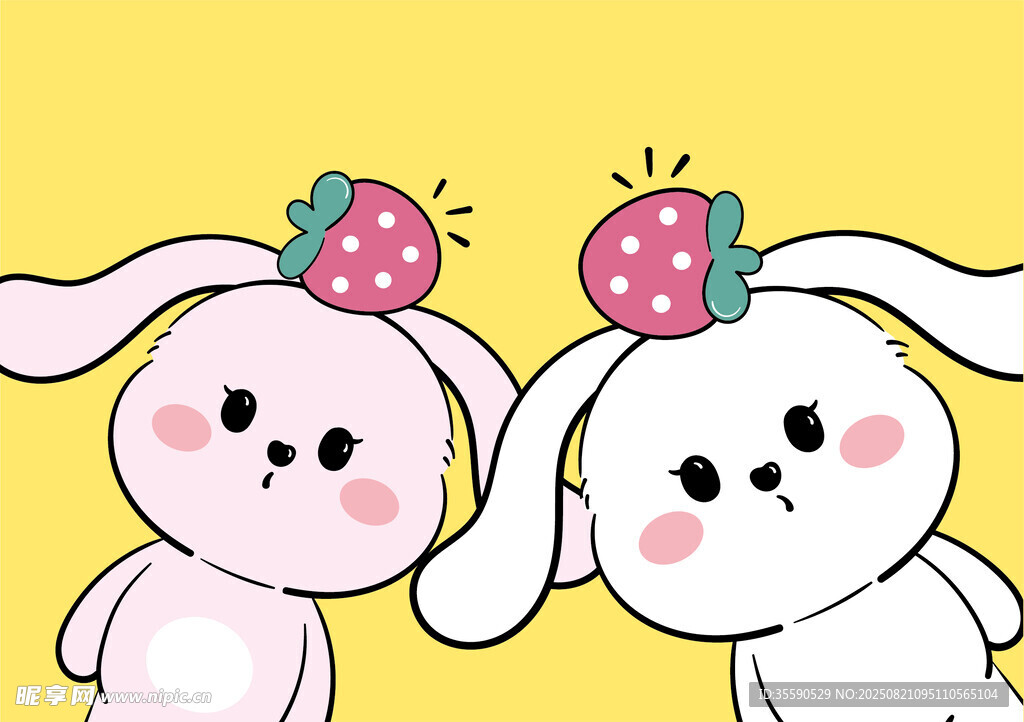 草莓兔可爱插画