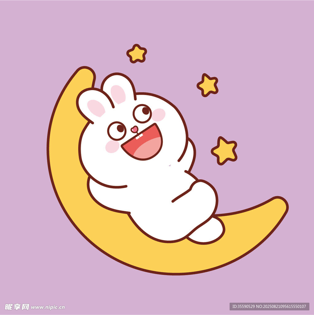 月亮上的快乐小兔
