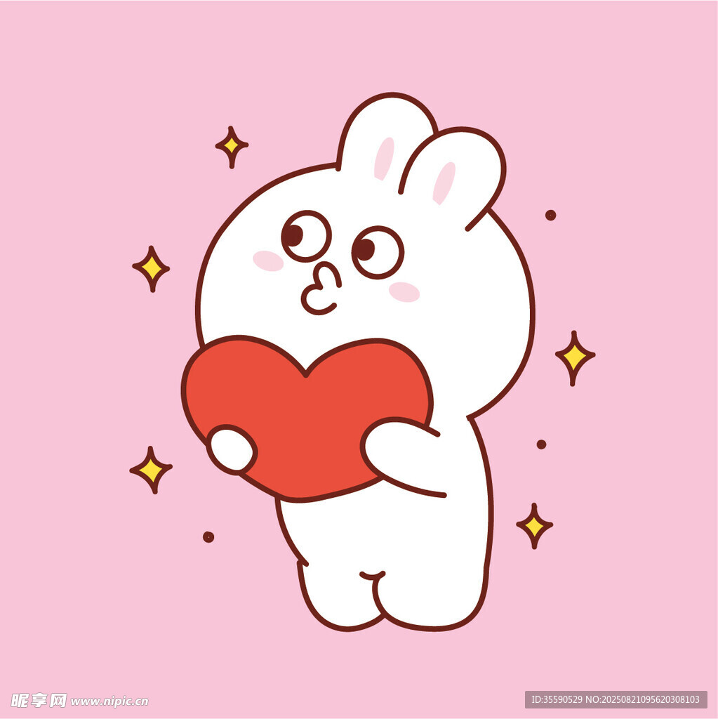 可爱小兔捧爱心