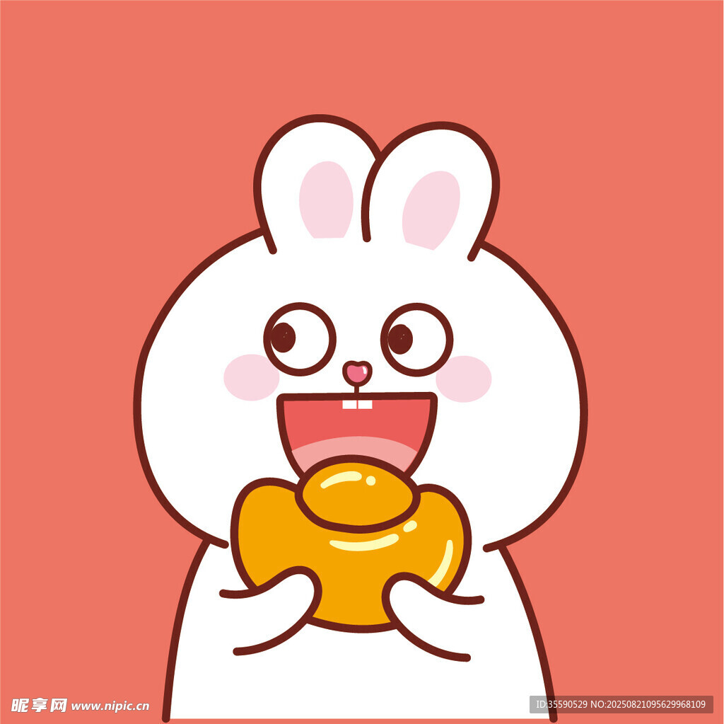可爱白兔吃甜甜圈