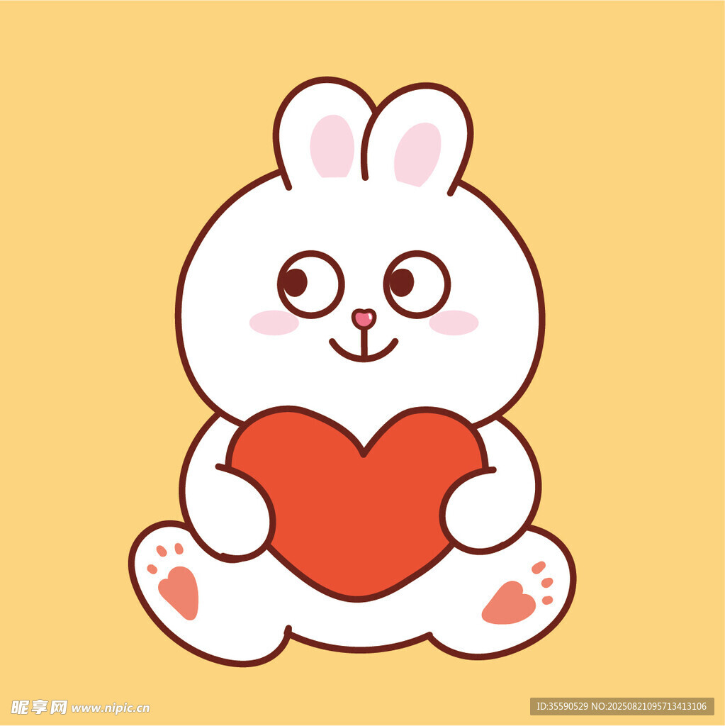 抱爱心的可爱小兔子