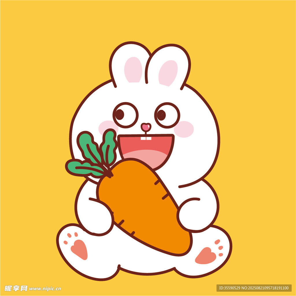 可爱白兔抱胡萝卜