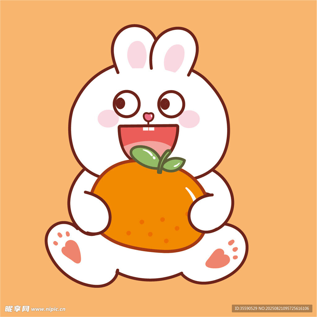 抱橘子的可爱白兔