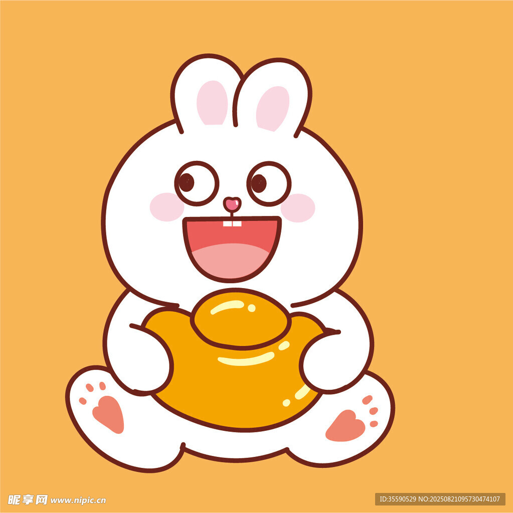 萌兔抱金元宝