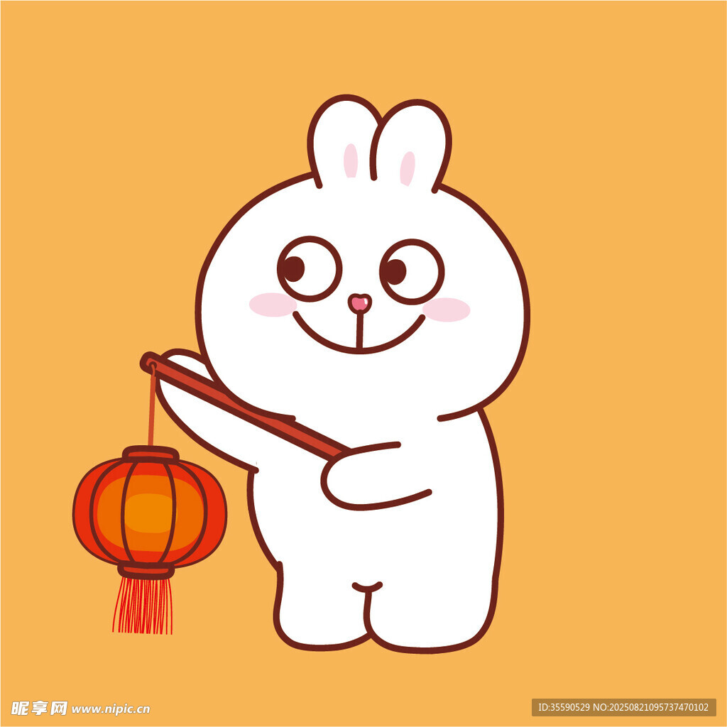 白兔持灯笼贺佳节