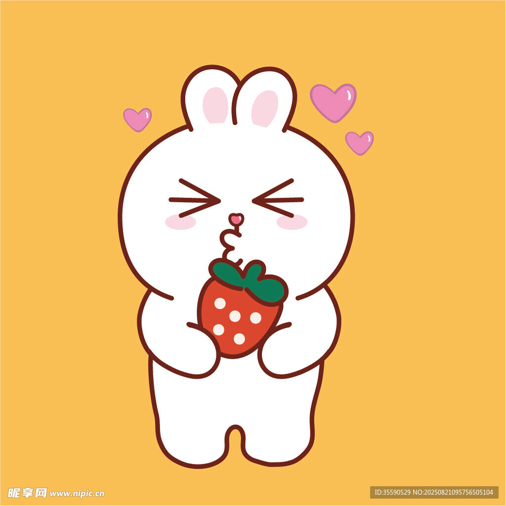 可爱小兔吃草莓