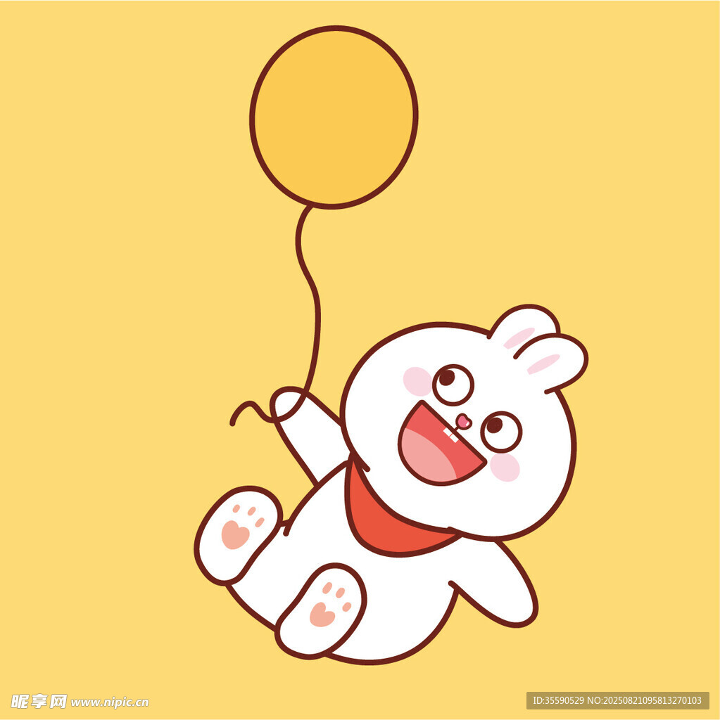 可爱白兔牵气球