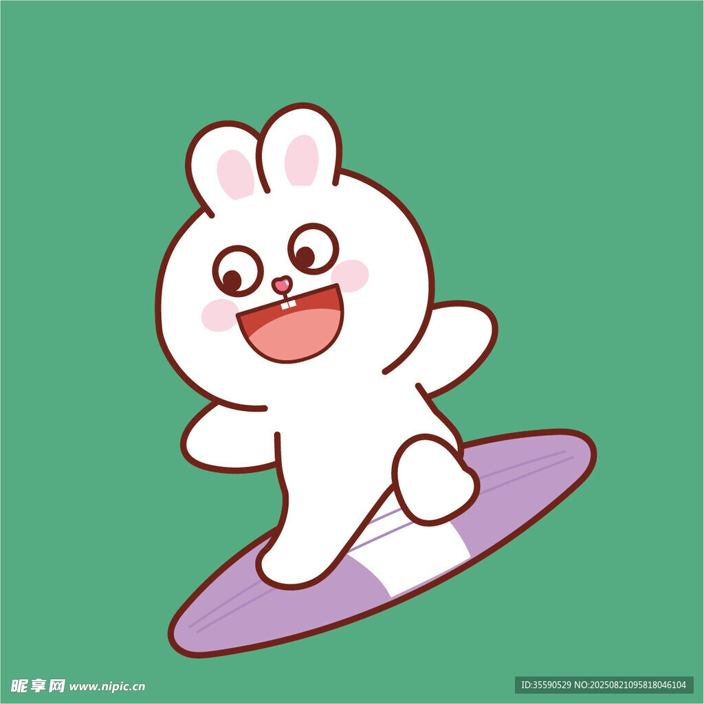冲浪的快乐白兔