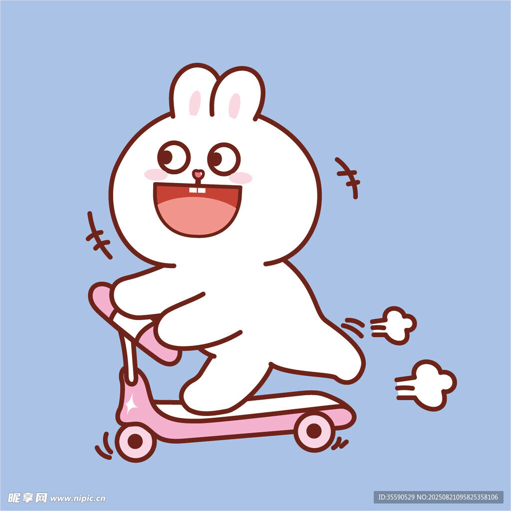 快乐小兔骑滑板车