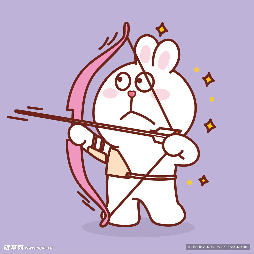 可爱兔子持弓箭准备射击